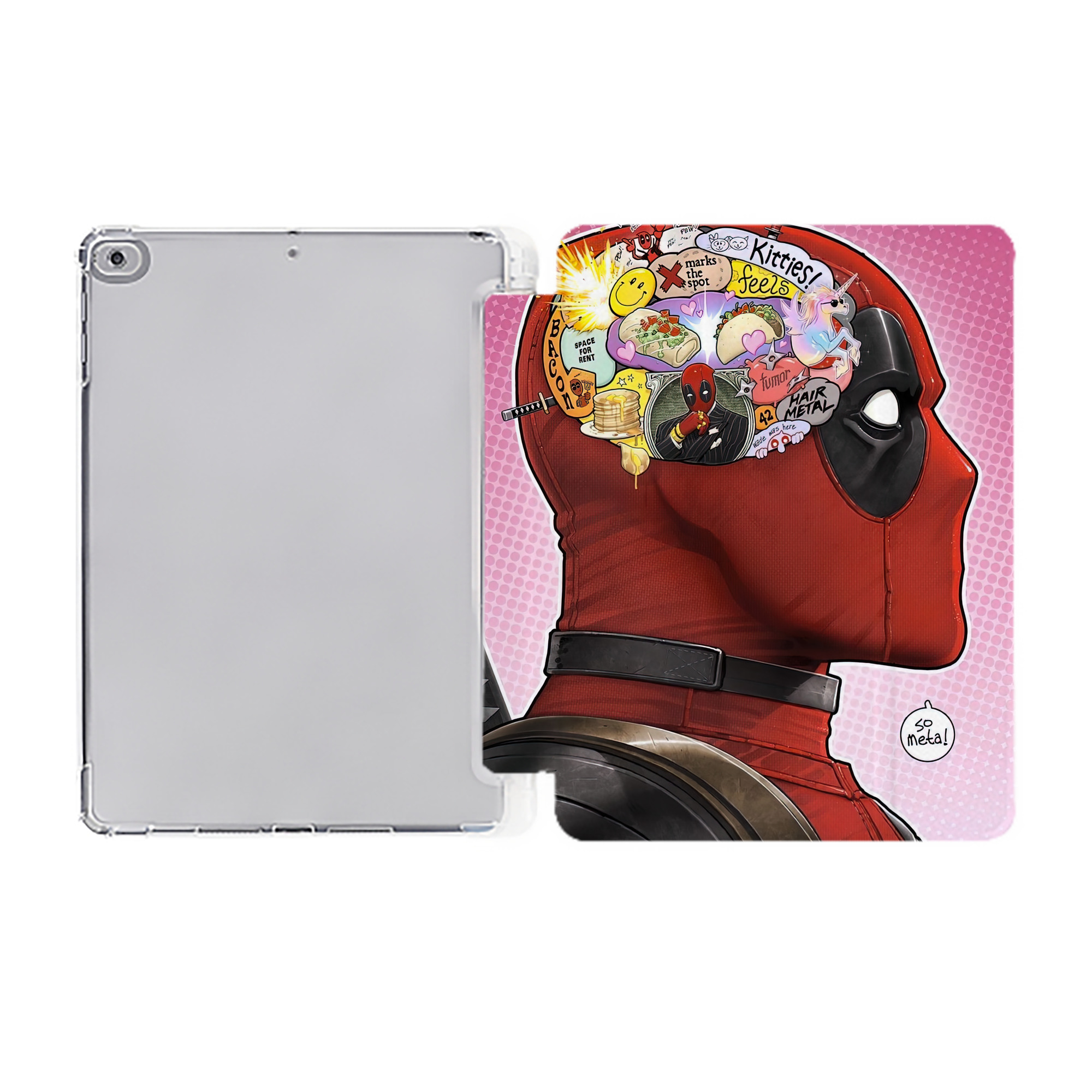 （画像用） Deadpool デッドプール IPad ケース ペン収納付き 三つ折りスタンド PUレザー×シリコン 対応機種9.5/10.5/10.9インチ